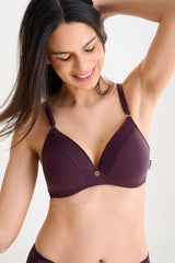 RIA BRA V-NECK WIRELESS SOFT DARK PURPLE